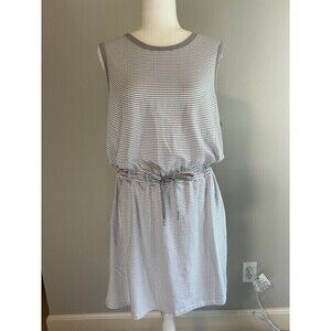 MEMBER’S MARK Tank Dress Grey/White Stripes Tie-Waist with Pockets Women’s XL